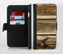 The Dark Highlighted Old Wood Ink-Fuzed Leather Folding Wallet Credit-Card Case for the Apple iPhone 6/6s, 6/6s Plus, 5/5s and 5c