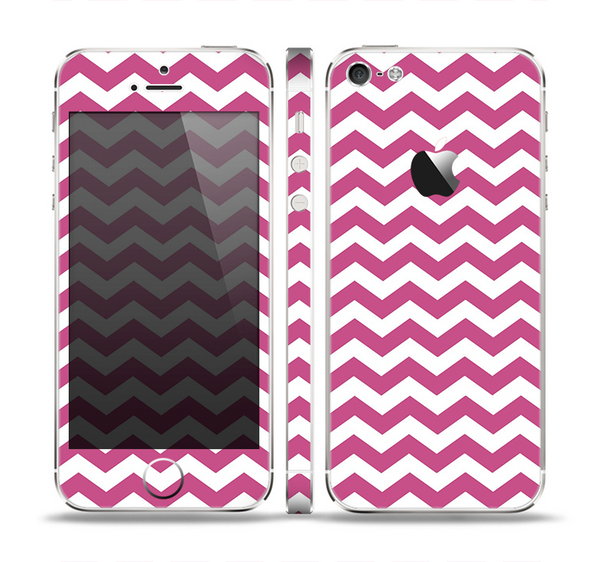The Dark Pink & White Chevron Pattern V2 Skin Set for the Apple iPhone 5