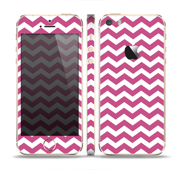 The Dark Pink & White Chevron Pattern V2 Skin Set for the Apple iPhone 5s