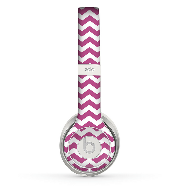 The Dark Pink & White Chevron Pattern V2 Skin for the Beats by Dre Solo 2 Headphones