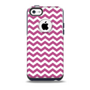 The Dark Pink & White Chevron Pattern V2 Skin for the iPhone 5c OtterBox Commuter Case