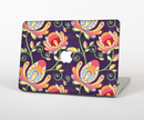 The Dark Purple & Colorful Floral Pattern Skin Set for the Apple MacBook Pro 15" with Retina Display