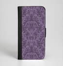 The Dark Purple Delicate Pattern Ink-Fuzed Leather Folding Wallet Case for the iPhone 6/6s, 6/6s Plus, 5/5s and 5c