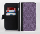 The Dark Purple Delicate Pattern Ink-Fuzed Leather Folding Wallet Credit-Card Case for the Apple iPhone 6/6s, 6/6s Plus, 5/5s and 5c