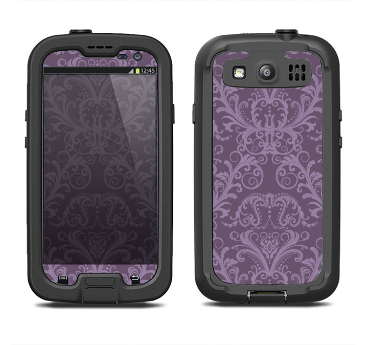 The Dark Purple Delicate Pattern Samsung Galaxy S4 LifeProof Nuud Case Skin Set