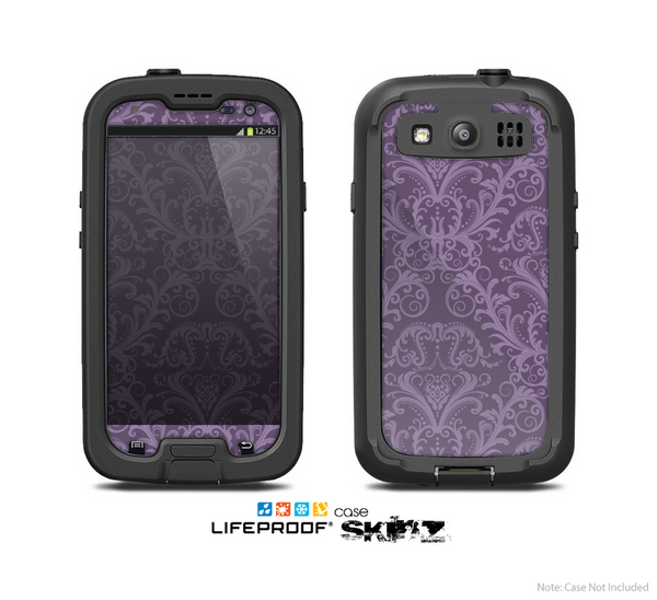 The Dark Purple Delicate Pattern Skin For The Samsung Galaxy S3 LifeProof Case