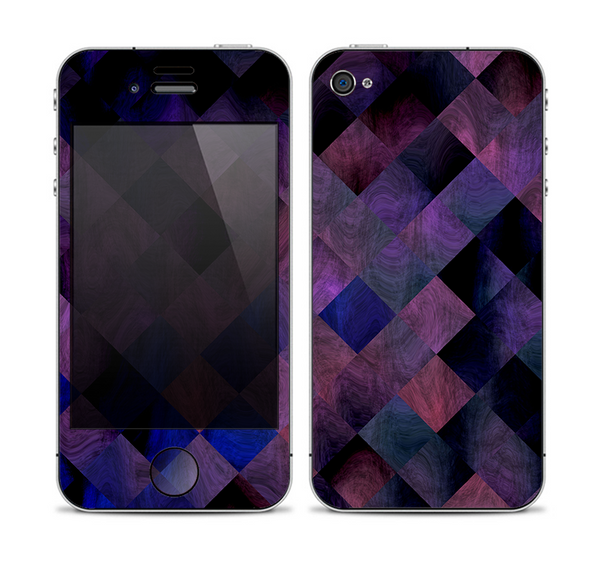 The Dark Purple Highlighted Tile Pattern Skin for the Apple iPhone 4-4s