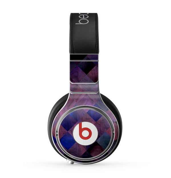 The Dark Purple Highlighted Tile Pattern Skin for the Beats by Dre Pro Headphones