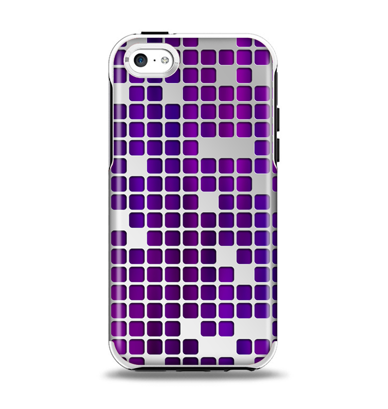 The Dark Purple Squares Pattern Apple iPhone 5c Otterbox Symmetry Case Skin Set