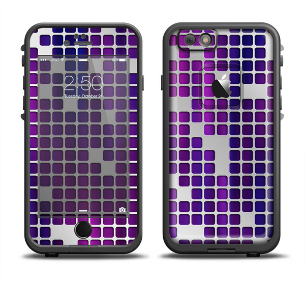 The Dark Purple Squares Pattern Apple iPhone 6 LifeProof Fre Case Skin Set