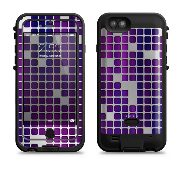 The Dark Purple Squares Pattern Apple iPhone 6/6s LifeProof Fre POWER Case Skin Set