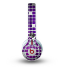 The Dark Purple Squares Pattern Skin for the Beats by Dre Mixr Headphones