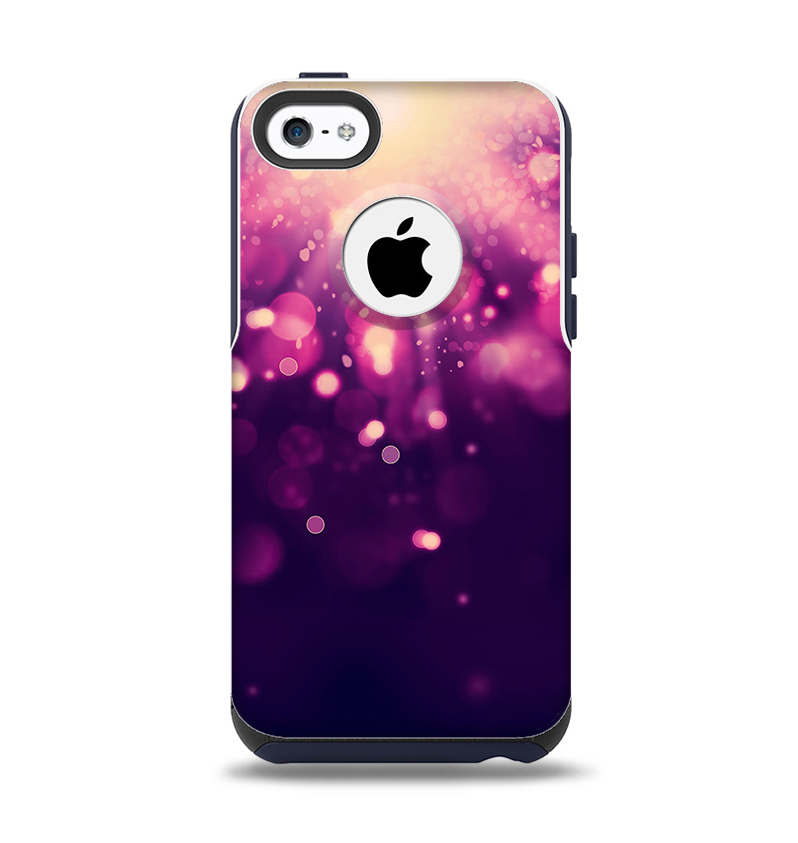 The Dark Purple with Desending Lightdrops Apple iPhone 5c Otterbox Commuter Case Skin Set
