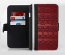 The Dark Red Highlighted Lace Pattern Ink-Fuzed Leather Folding Wallet Credit-Card Case for the Apple iPhone 6/6s, 6/6s Plus, 5/5s and 5c