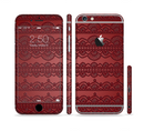 The Dark Red Highlighted Lace Pattern Sectioned Skin Series for the Apple iPhone 6s Plus