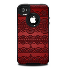 The Dark Red Highlighted Lace Pattern Skin for the iPhone 4-4s OtterBox Commuter Case