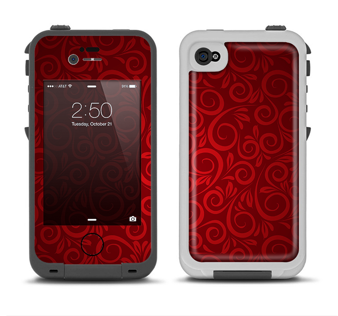 The Dark Red Spiral Pattern V23 Apple iPhone 4-4s LifeProof Fre Case Skin Set