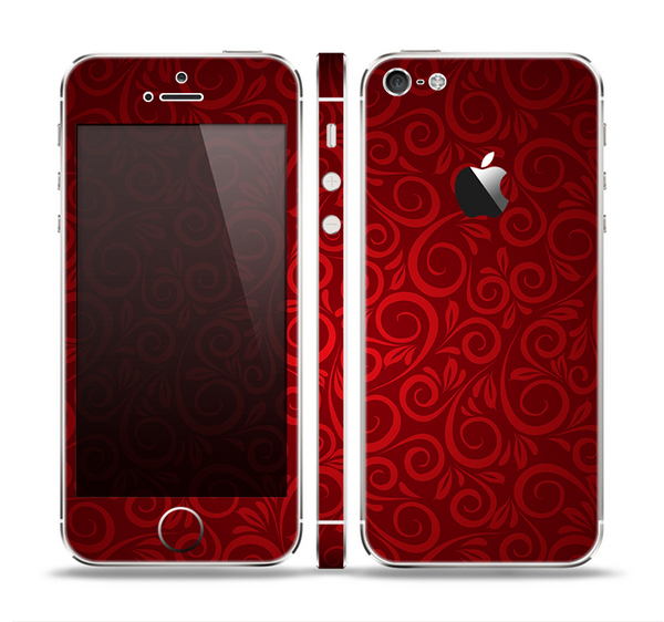 The Dark Red Spiral Pattern V23 Skin Set for the Apple iPhone 5