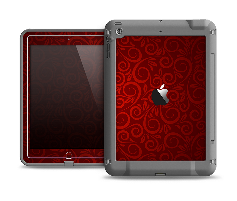 The Dark Red Spiral Pattern V23 Apple iPad Air LifeProof Fre Case Skin Set