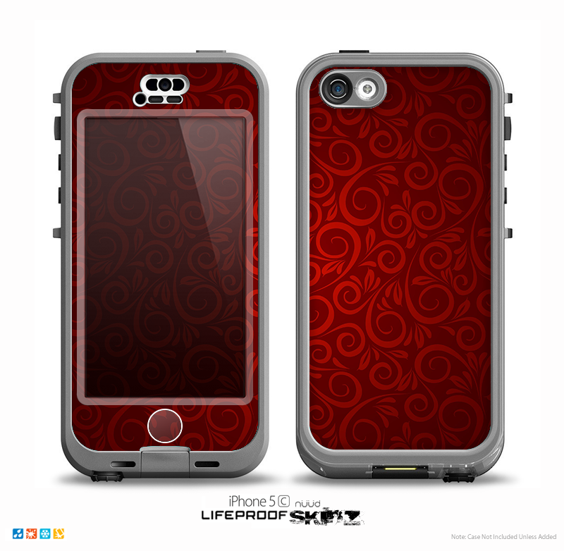 The Dark Red Spiral Pattern V23 Skin for the iPhone 5c nüüd LifeProof Case