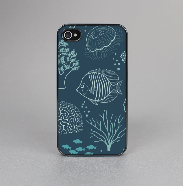 The Dark Teal Sea Creature Icons Skin-Sert for the Apple iPhone 4-4s Skin-Sert Case