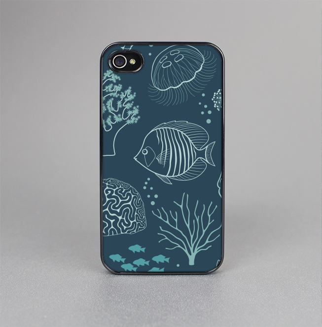 The Dark Teal Sea Creature Icons Skin-Sert for the Apple iPhone 4-4s Skin-Sert Case