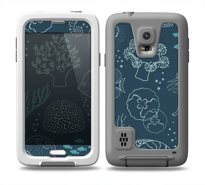 The Dark Teal Sea Creature Icons Skin Samsung Galaxy S5 frē LifeProof Case