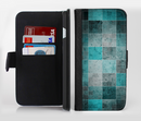 The Dark Teal Tiled Pattern V2 Ink-Fuzed Leather Folding Wallet Credit-Card Case for the Apple iPhone 6/6s, 6/6s Plus, 5/5s and 5c