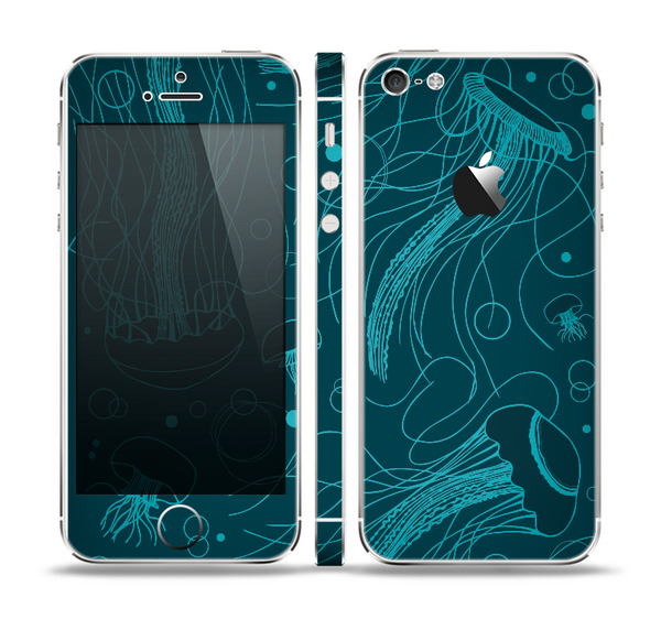The Dark Vector Teal Jelly Fish Skin Set for the Apple iPhone 5