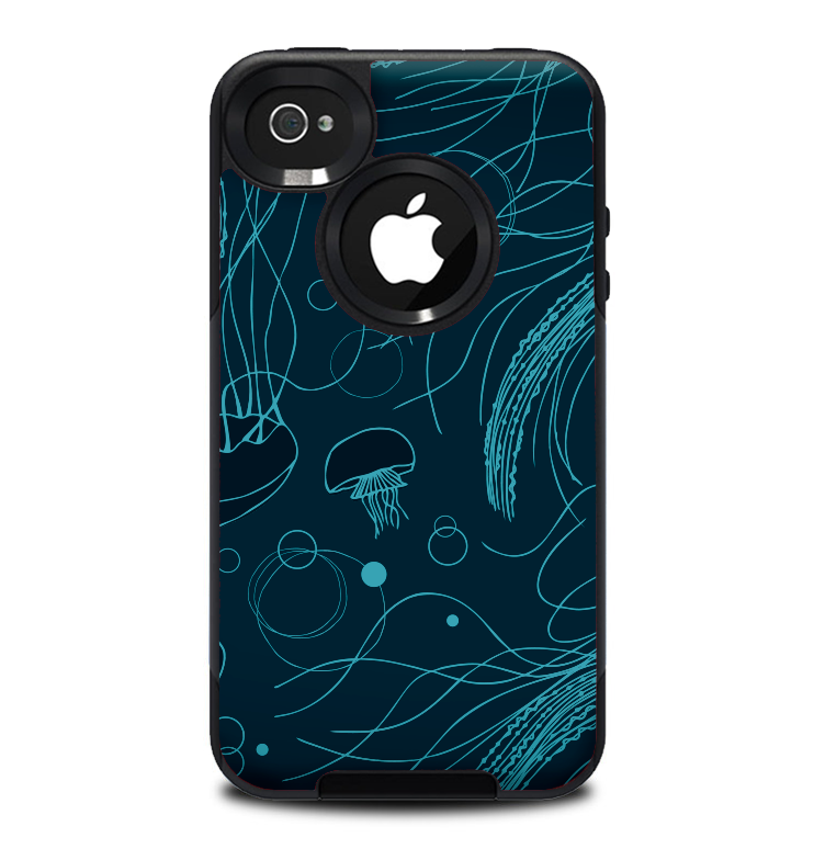 The Dark Teal Tiled Pattern V2 Skin for the iPhone 4-4s OtterBox Commuter Case