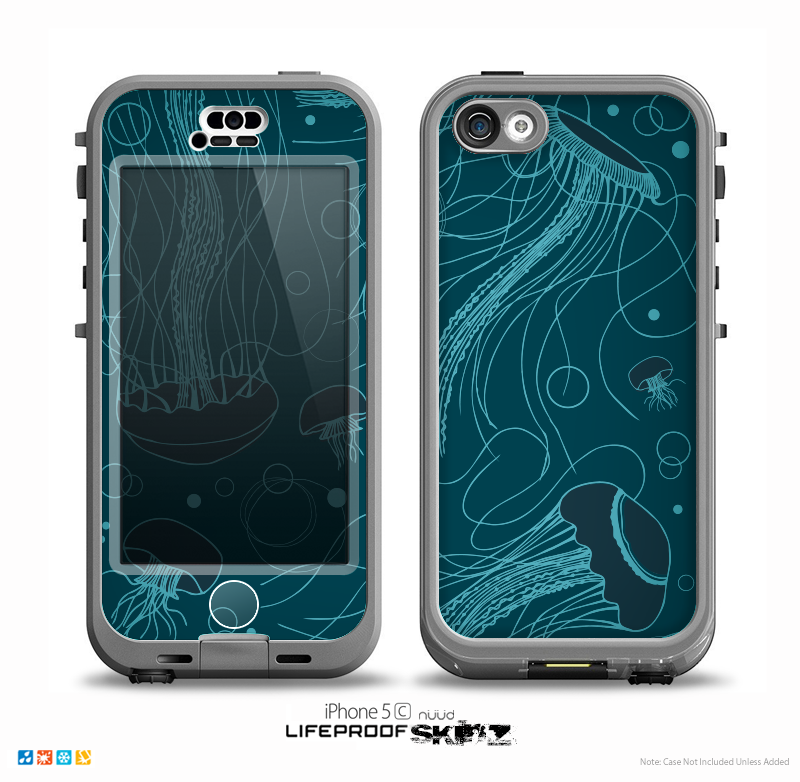 The Dark Vector Teal Jelly Fish Skin for the iPhone 5c nüüd LifeProof Case