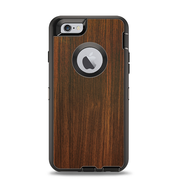 The Dark Walnut Stained Wood Apple iPhone 6 Otterbox Defender Case Skin Set