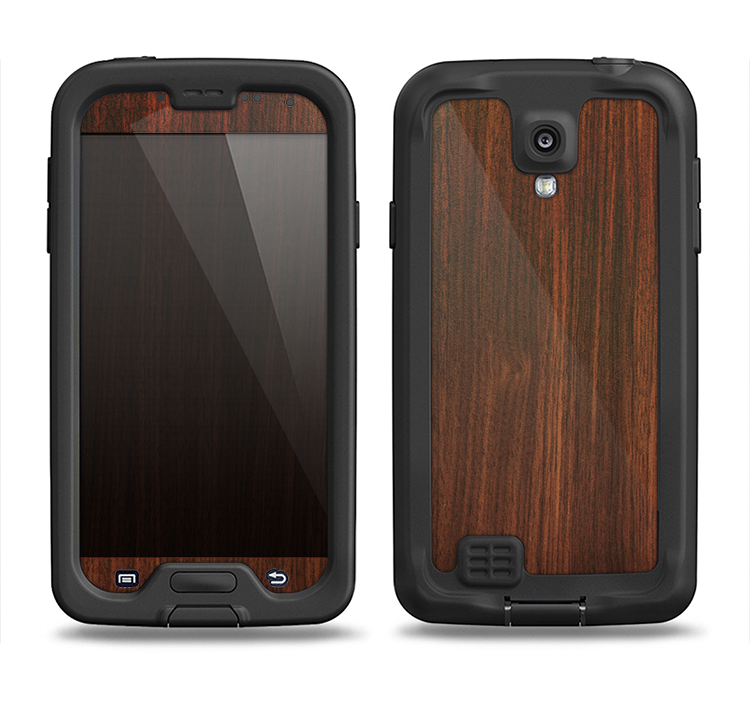The Dark Walnut Stained Wood Samsung Galaxy S4 LifeProof Nuud Case Skin Set