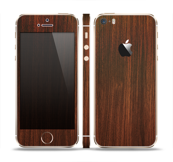 The Dark Walnut Stained Wood Skin Set for the Apple iPhone 5s