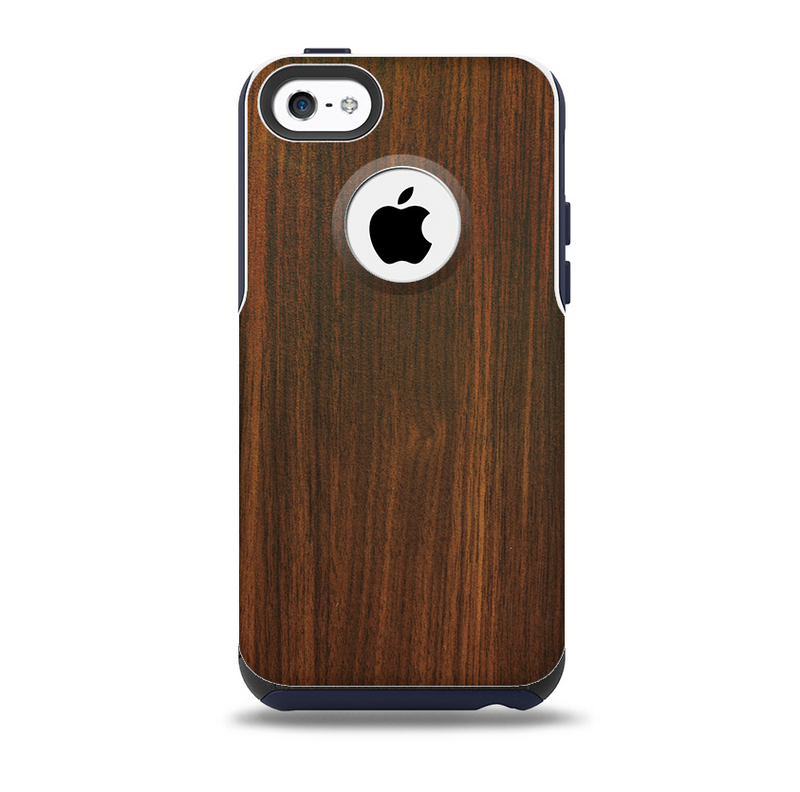 The Dark Walnut Stained Wood Skin for the iPhone 5c OtterBox Commuter Case