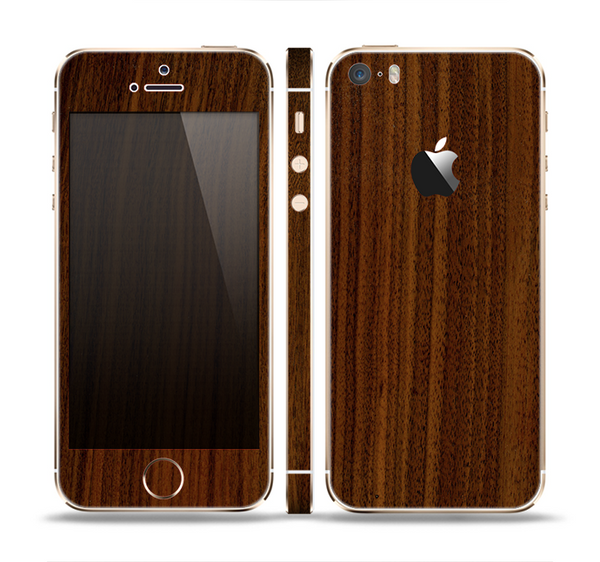 The Dark Walnut Wood Skin Set for the Apple iPhone 5s