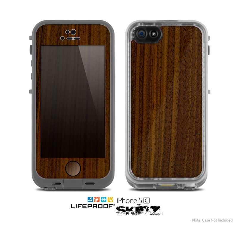 The Dark Walnut Wood Skin for the Apple iPhone 5c LifeProof Case