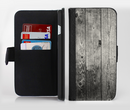 The Dark Washed Wood Planks Ink-Fuzed Leather Folding Wallet Credit-Card Case for the Apple iPhone 6/6s, 6/6s Plus, 5/5s and 5c