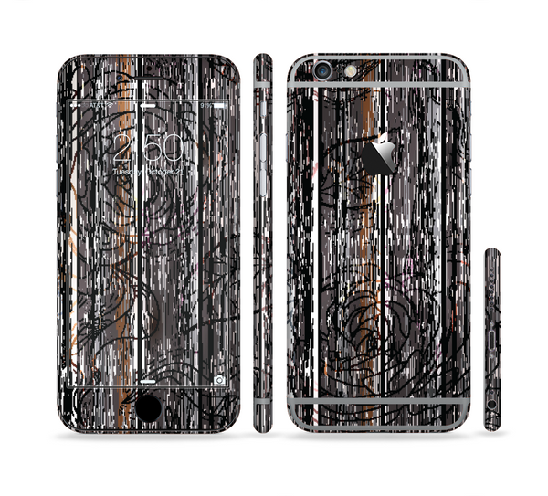 The Dark Wood with Floral Pattern Sectioned Skin Series for the Apple iPhone 6 Plus