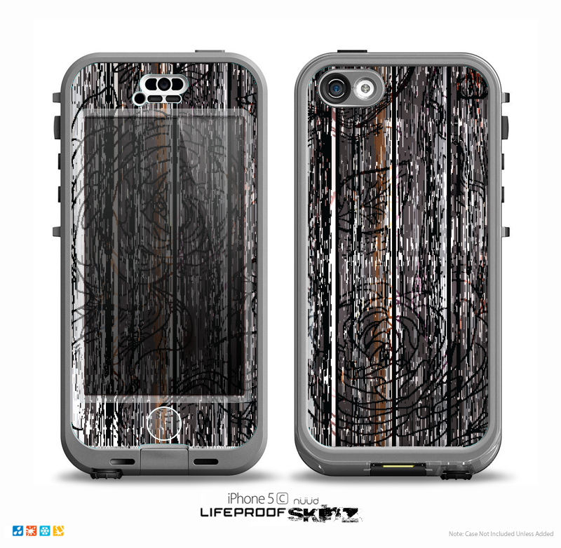 The Dark Wood with Floral Pattern Skin for the iPhone 5c nüüd LifeProof Case