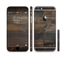 The Dark Wooden Worn Planks Sectioned Skin Series for the Apple iPhone 6/6s Plus