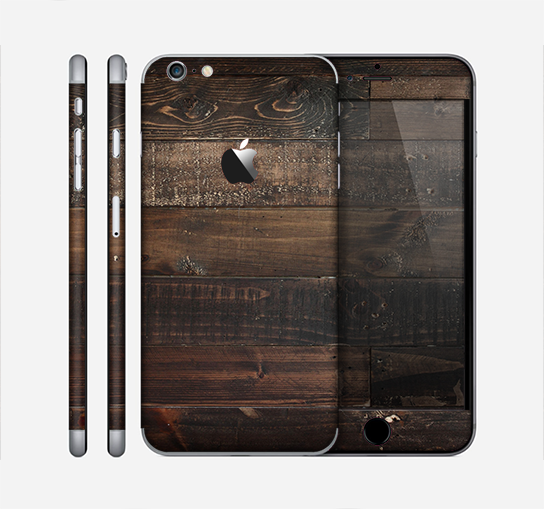 The Dark Wooden Worn Planks Skin for the Apple iPhone 6 Plus