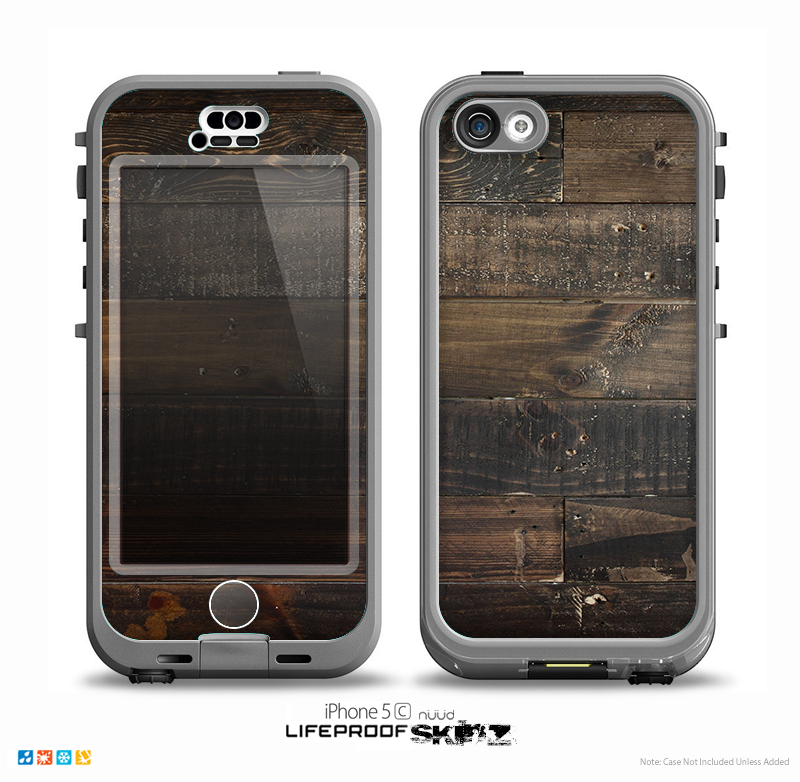 The Dark Wooden Worn Planks Skin for the iPhone 5c nüüd LifeProof Case