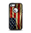 The Dark Wrinkled American Flag Apple iPhone 5-5s Otterbox Defender Case Skin Set