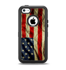 The Dark Wrinkled American Flag Apple iPhone 5c Otterbox Defender Case Skin Set