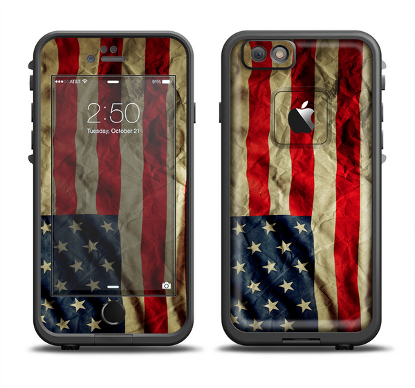 The Dark Wrinkled American Flag Apple iPhone 6 LifeProof Fre Case Skin Set
