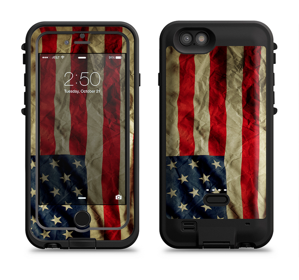 The Dark Wrinkled American Flag Apple iPhone 6/6s LifeProof Fre POWER Case Skin Set