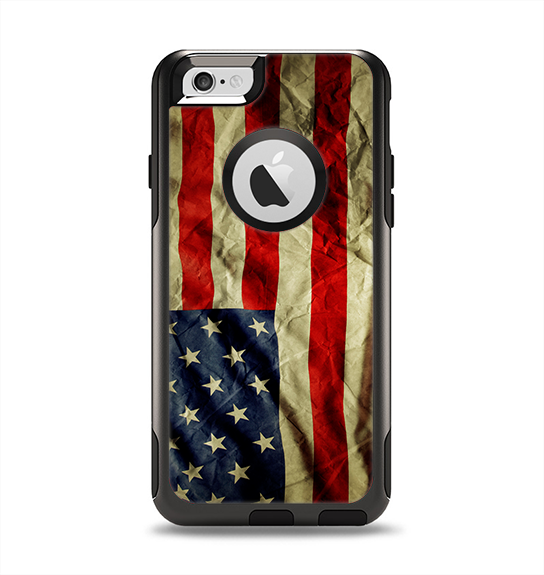 The Dark Wrinkled American Flag Apple iPhone 6 Otterbox Commuter Case Skin Set