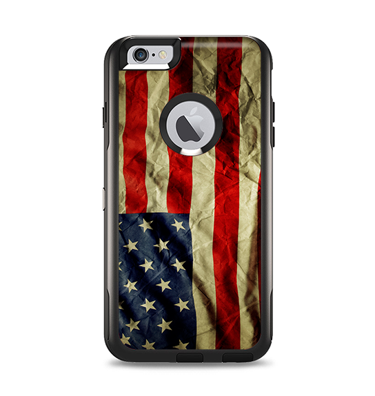 The Dark Wrinkled American Flag Apple iPhone 6 Plus Otterbox Commuter Case Skin Set