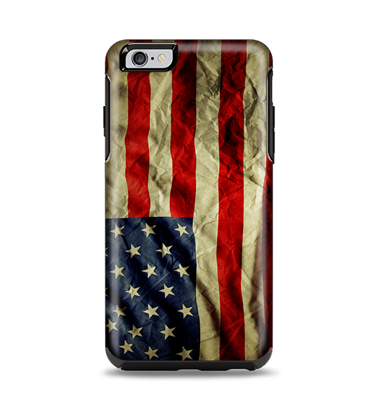 The Dark Wrinkled American Flag Apple iPhone 6 Plus Otterbox Symmetry Case Skin Set